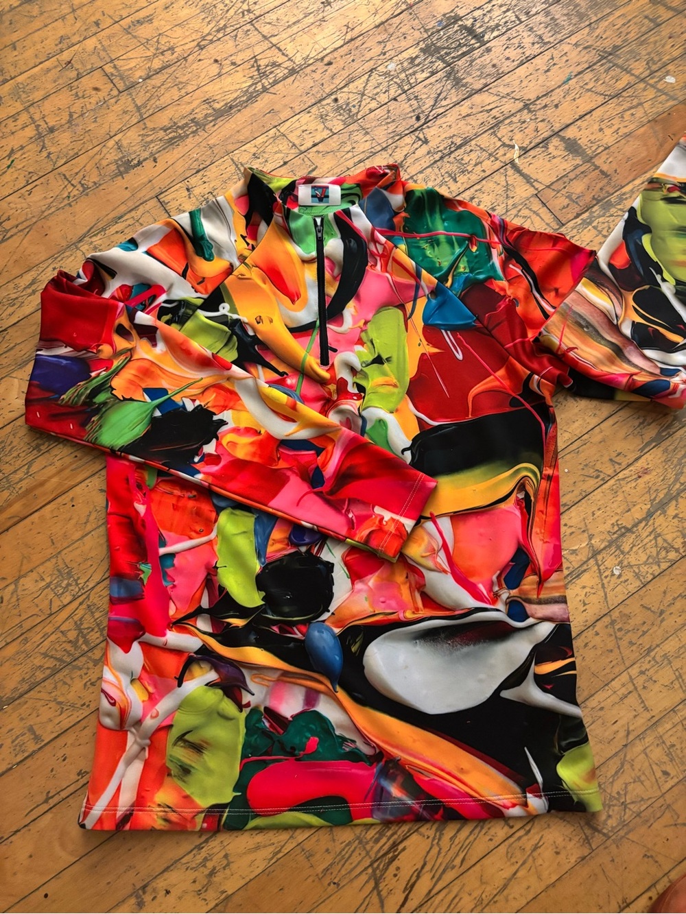 Abstract Multicolor Long-Sleeve Pullover Top